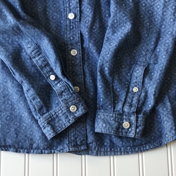 Loft blue button up shirt printed white - Picture 5 of 9